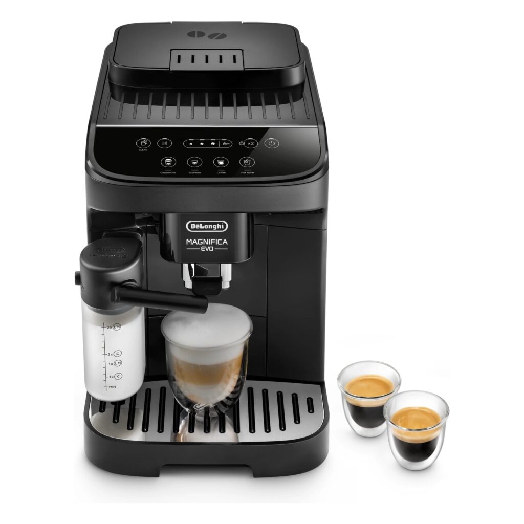 מכונת קפה אוטומטית Delonghi Magnifica Evo ECAM293.52.B בצבע שחור – מבט קדמי